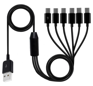 USB 2.0 Type A Male to 6 type-c Male Splitter Y Data Sync and Charge Connector Adapter <strong>Cable</strong> - Product Image 3