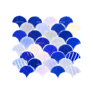 Gạch khảm thủy tinh hình sóng màu cầu vồng gạch khảm hồ bơi nghệ thuật khảm hồ bơi màu xanh - Product Image 4