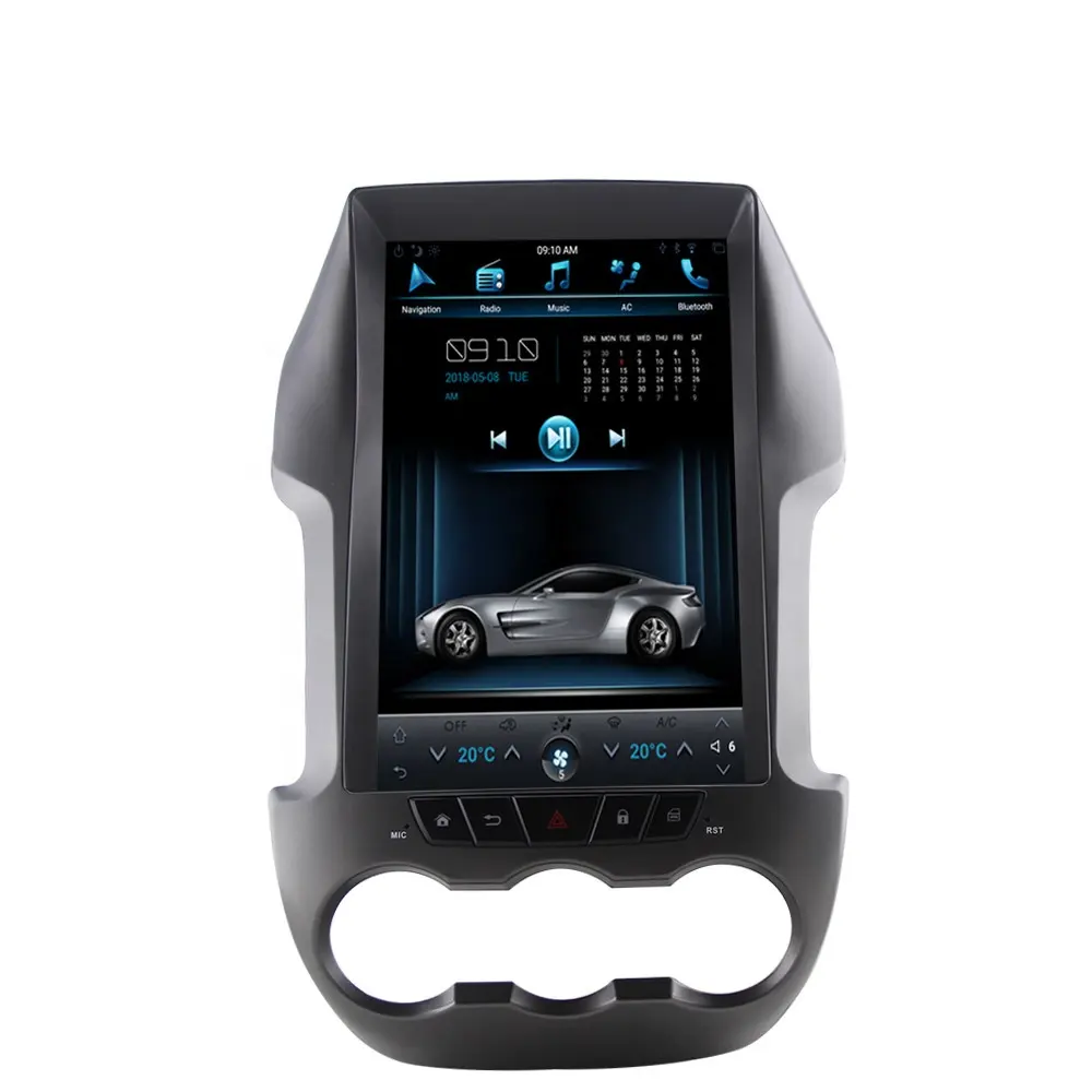 Android 9.0 12.1นิ้วเครื่องเล่นดีวีดีรถยนต์สำหรับฟอร์ดเรนเจอร์2011-2015สไตล์เทสลาหน้าจอแนวตั้ง GPS นำทางรถวิทยุ