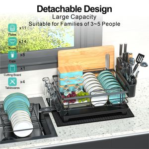 水槽上方双层碗碟排水器烘干机架2层碗碟晾衣架餐具排水篮碗碟晾衣架 - Product Image 5