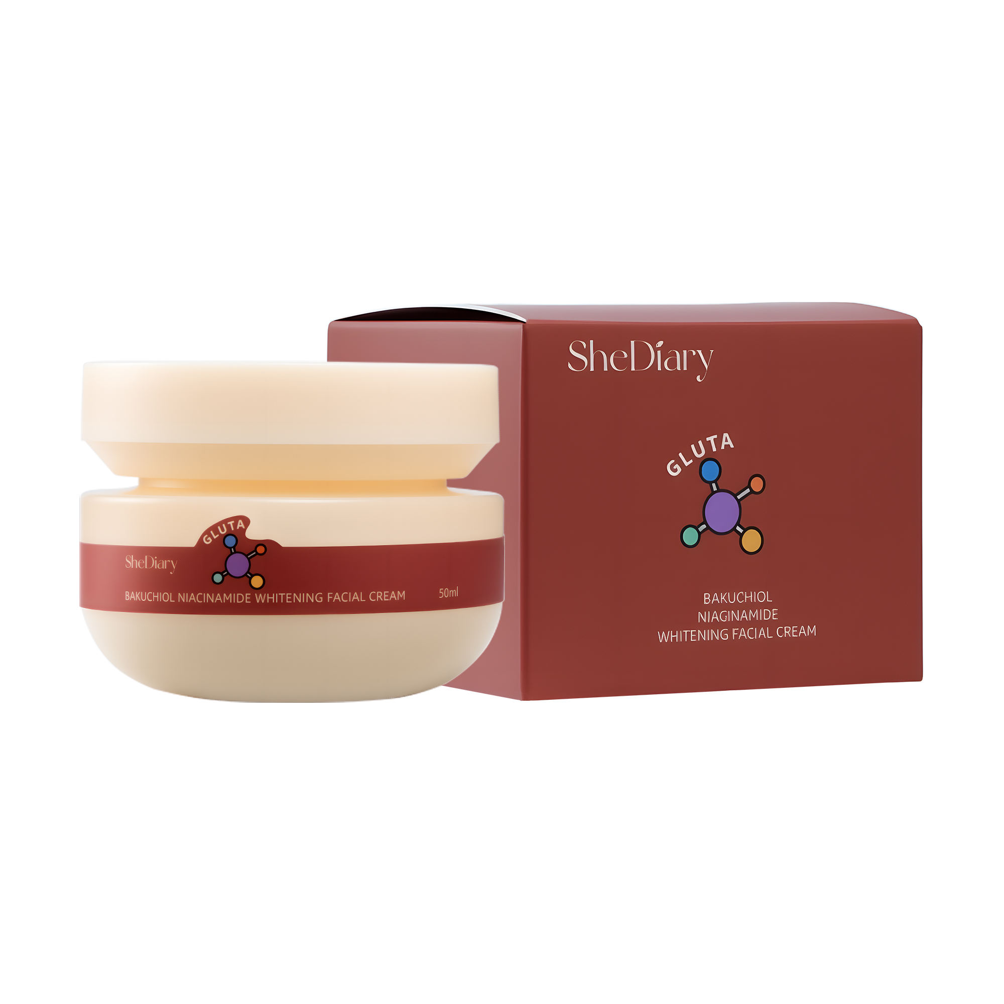 SheDiary กลูตาไธโอน ไนอาซินาไมด์ ไวท์เทนนิ่ง เฟเชียล ครีม 50มล