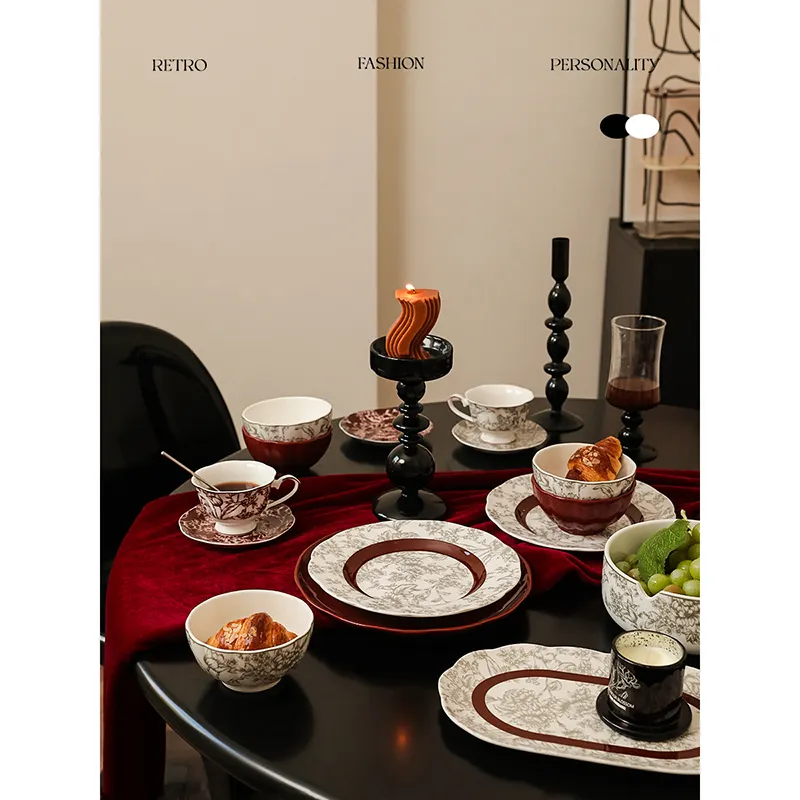 Роскошная 7-дюймовая посуда и тарелки в скандинавском стиле, керамическая фарфоровая посуда, Золотая тарелка с принтом