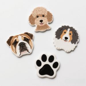 犬种陶瓷杯垫套装-斗牛犬、贵宾犬和牧羊犬白色设计 | 可爱的宠物主题饮料保护器