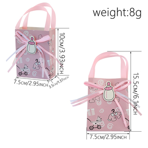 Pink Blue Milk <strong>Bottle</strong> Shape Gift <strong>Candy</strong> Bag <strong>Baby</strong> Shower Gift Bags Kraft Paper Box with Ribbon - Product Image 2
