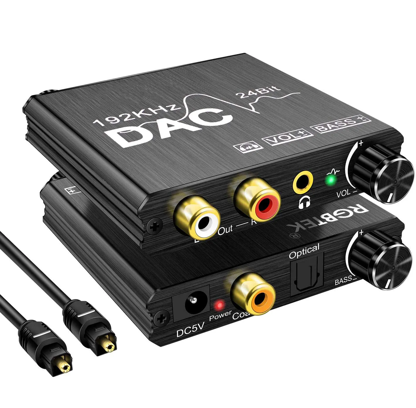 192kHz DAC Optischer Koaxial-Analog-Audio-Wandler Digital-Analog Optisch-Stereo-Cinch-Bass Boost ing Audio-Zubehör