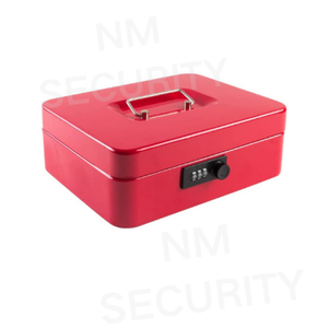 Medium Metal Cash <strong>Box</strong> with Combination <strong>Lock</strong> Safe and Money Tray <strong>Lock</strong> for Security 90x250x180mm Black <strong>Red</strong> - Product Image 4