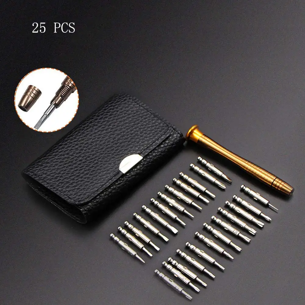 Repair Tool 25-In-1 Manual Screwdriver Set, Multi-Function Leather Case, for Mobile Phone, Notebook