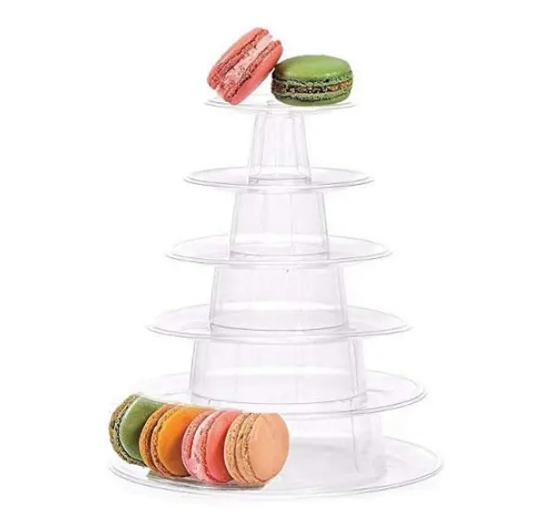 Stand Cupcake Menara Macaron, 6 Tingkat, Tampilan Memasak Plastik untuk Festival Ulang Tahun Pernikahan
