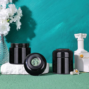 Büyük 120 250 500 <span class=keywords><strong>1000</strong></span> ml 4 oz büyük premium hava geçirmez koku geçirmez UV cam siyah cam kavanoz higrometre İpucu kapak