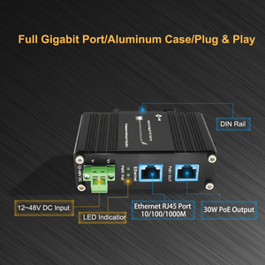 Mini Gigabit <span class=keywords><strong>PoE</strong></span> <span class=keywords><strong>Injector</strong></span> 802.3at 12 ~ 48VDC điện đầu vào công nghiệp Gigabit <span class=keywords><strong>PoE</strong></span> + <span class=keywords><strong>Injector</strong></span> <span class=keywords><strong>PoE</strong></span> Adapter - Product Image 3