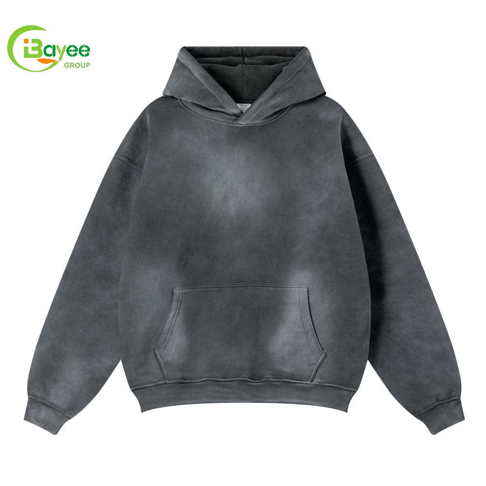 Sweat à capuche gris foncé-blanc