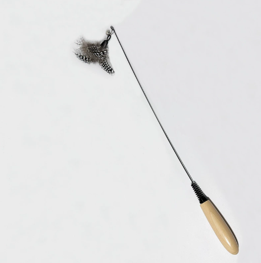 Wooden-Handled Spring Cat Teaser Wand