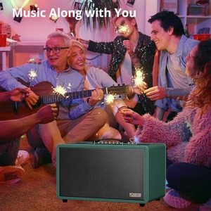 Potencia de salida portátil de 160W para altavoz Bluetooth, micrófono LED RGB para fiesta, Karaoke, ordenador, teléfono móvil, acabado de madera auxiliar para el hogar
