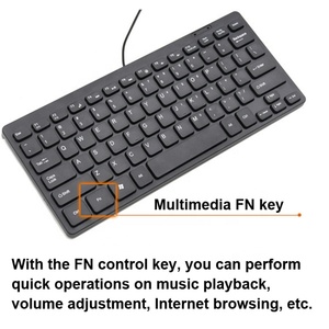 K1000 87 Teclas Cable Delgado Teclado Pequeño Multimedia Mini Teclado Multimedia FN clave Mini Teclado