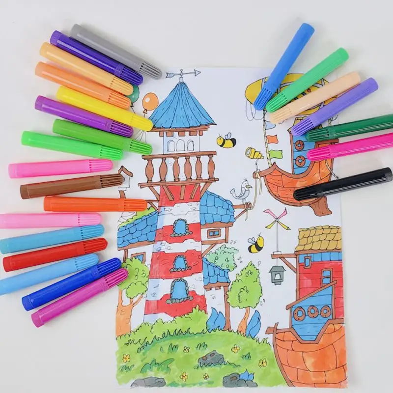 Promotional 24 Vivid Colors Water Color Pen Set With 1ミリメートルFiber Tip For ChildrenとAdult Coloring Book