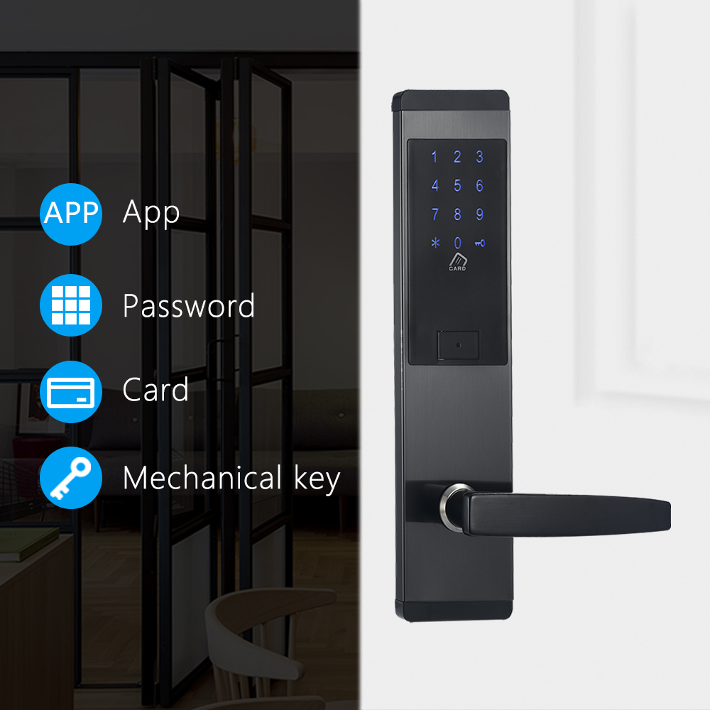 Multi Style High Intelligent Front Door Entrance Electric with Key Card Ttlock BLE Smart Security Doors Lock