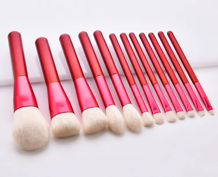 Powder Blush Shadow White Hair Make Up Vegan Brushes Private Label Pink Makeup Brush Set