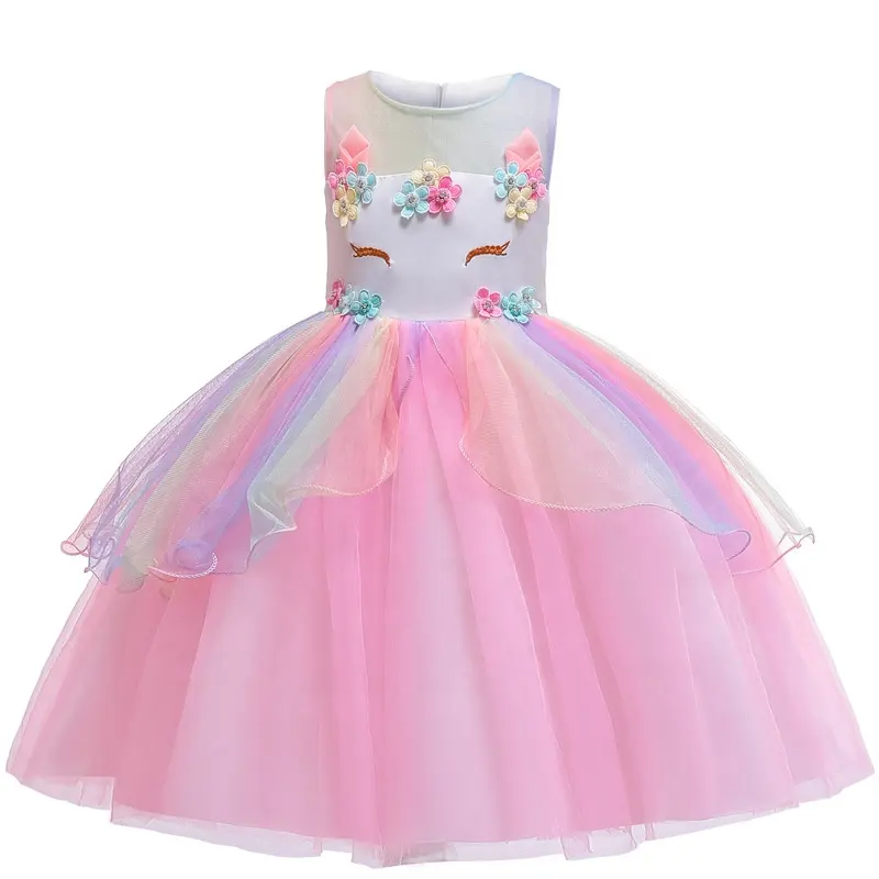 Abito estivo per ragazze bambini Carnical-Birthday Party Unicorn Princess Dresses Flower Girls abito da sposa abiti per bambini 4-10Y