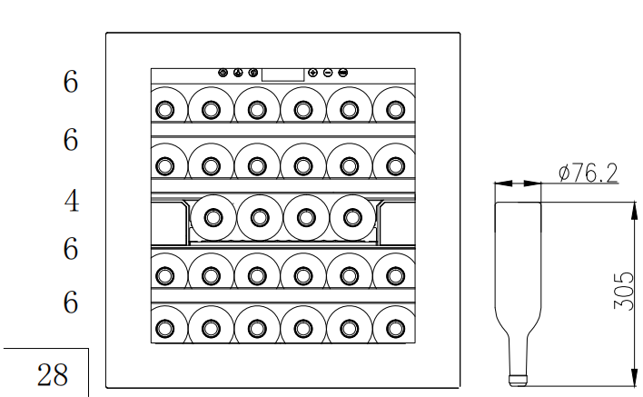 Built in 28 bottles Wine Cooler 2 zone
