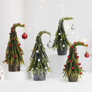 Asılı top PE simülasyon çarpık boyun noel yapay ağaç pencere düzeni için masaüstü atmosfer sahne oturma odası ev - Product Image 2