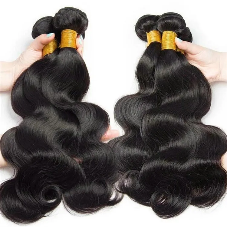 Venta al por mayor de mechones de cabello humano ondulado de la India brasileña que teje mechones de cabello crudo negro natural para mujeres
