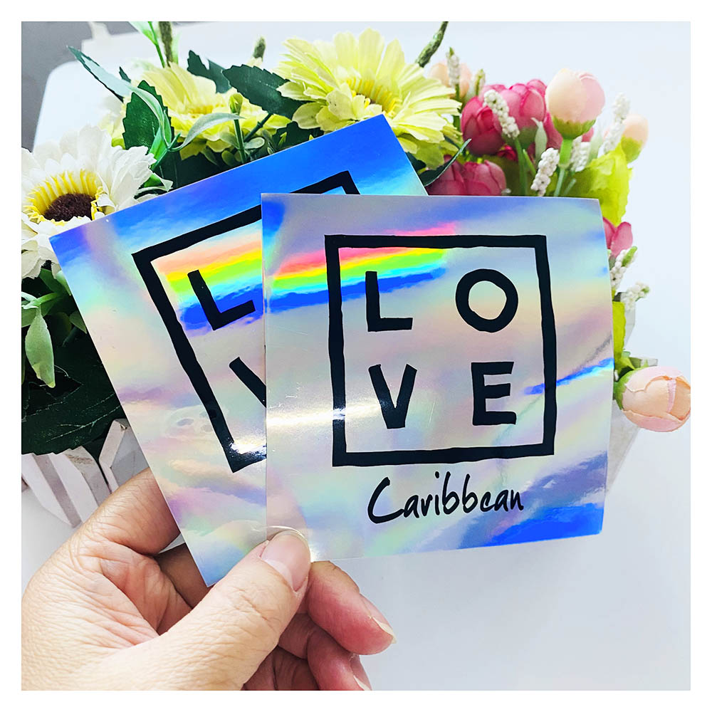 Custom die cut holographic stickers example F