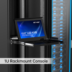 15.6英寸液晶KVM交换机16端口HDMI + 16电缆，MT-VIKI发光二极管1U机架安装KVM控制台抽屉 - Product Image 6