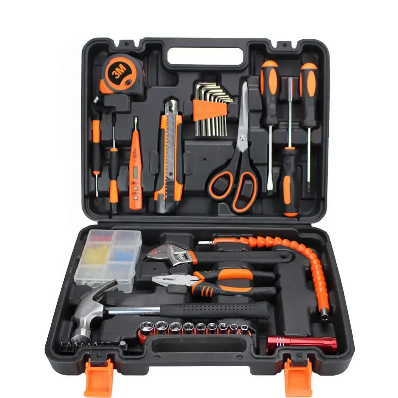 ZY Sales promotion plastic toolbox storage case screwdriver hardware tools 121 Pieces Hand Tools Set Car socket wrench set