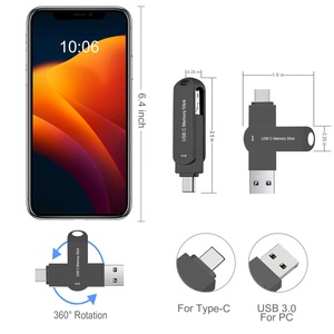 携帯電話ダークグレースイベル2In12 In1ミニメタルUsb 3.0OtgタイプCフラッシュメモリスティックペンドライブペンドライブUsbフラッシュドライブ - Product Image 5