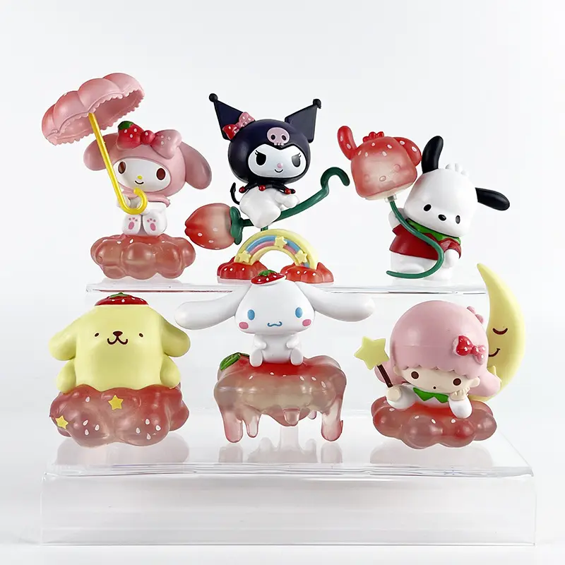 6 pz/set dolce fragola paradiso Anime Figure cartone animato scatola cieca giocattolo scatola mistero serie Kuromi modello bambola giocattolo ragazza regalo a sorpresa