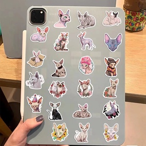 50pcs Paket Stiker Hewan Tahan Air PVC Kucing Sphynx untuk Anak-anak Laptop Koper Notebook Botol Gelas Sepeda Dekorasi - Product Image 5