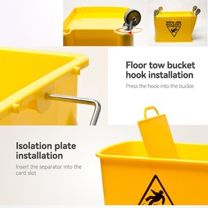 20L bền thương mại janitorial vắt giỏ bên Báo Chí cho sàn làm sạch bệnh viện khách sạn giẻ lau nhà xô xe đẩy với vắt - Product Image 3
