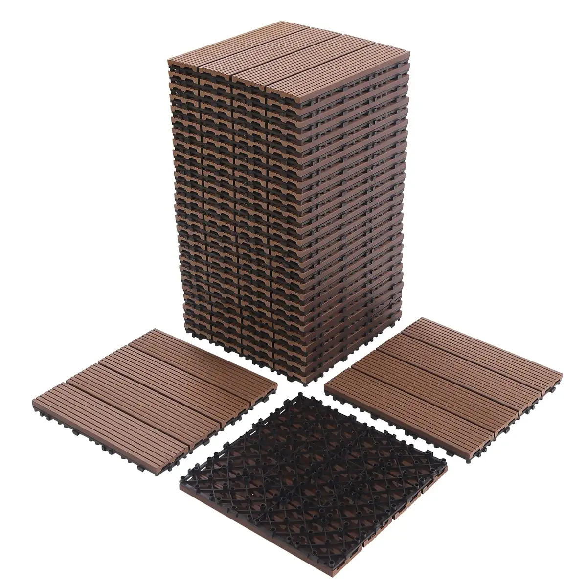 Madeira bambu Composite bloqueio Decking telhas, café cor bambu madeira piso parede esteira com gotejamento groove