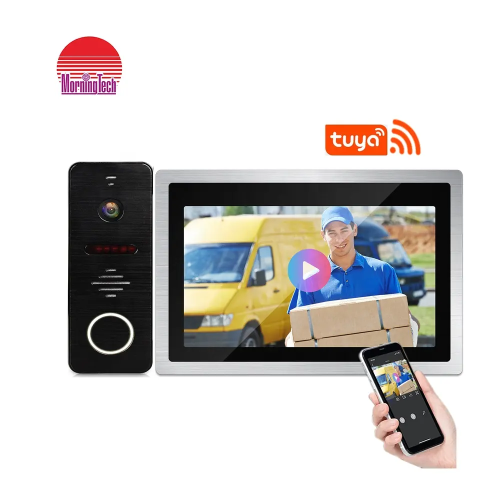 Videocitofono Monitor WiFi sblocco remoto tramite Smart Phone videocamera campanello 1080P con rilevatore di movimento IR registrazione e visione notturna