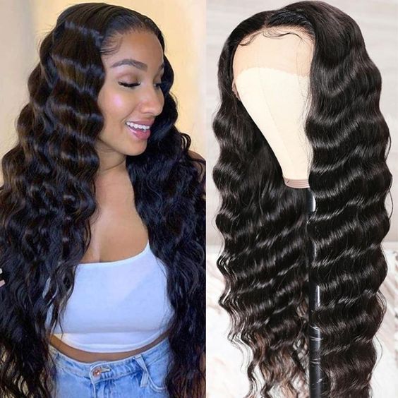 Perruque Lace Front Wig transparente 13*4, densité 180%, vague profonde