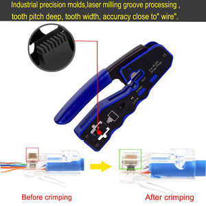 คีมย้ำสายเคเบิลเครื่องมือเครือข่ายลวด RJ45,ผ่านคัตเตอร์ Cat6 Cat5 Cat5e 8P8C - Product Image 5
