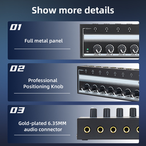 Interfaz de Audio profesional, Mini amplificador estéreo de 8 canales, Metal de auriculares de amplificador de potencia, producción de Audio de estudio de música - Product Image 6