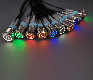 16 millimetri Interruttore di Pulsante del Metallo Anello di Alimentazione Della Lampada Simbolo Pulsanti Impermeabile HA CONDOTTO LA Luce Auto-lock Auto-reset 1NO1NC - Product Image 5