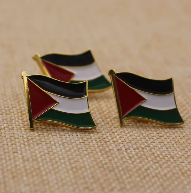 Design personalizado zinco liga final ocupação israelense lapela pin ouro Palestina bandeira broche