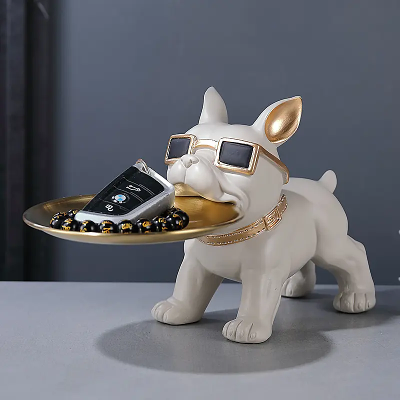 नए लक्जरी निवास के लिए कस्टम फ्रेंच बुलडॉग कुत्ते की मूर्ति सजावटी गृह सजावट शिल्प सजावट उपहार कला ट्रेंडिंग उपहार