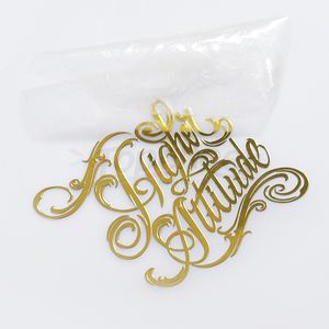 Waterproof High Adhesive Metallic Letters Packing Labels Gold Nickel 3d Embossed Logo Metal <strong>Decals</strong> UV Transfer Stickers - Product Image 1
