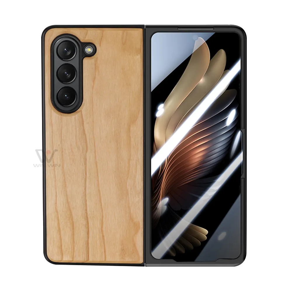 Coque de téléphone en bois gravé Coque en bois de haute qualité Coque de téléphone en bois naturel pour Samsung Z Flip 5