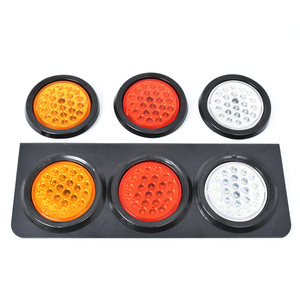 Waterproof Truck <strong>Led</strong> Taillight No- Plug Plain <strong>24</strong> <strong>LED</strong> 5.5 Inch <strong>Led</strong> Tail Lamp Amber Red Clear Round with Rubber Grommet