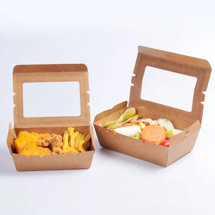 Emballage alimentaire kutusu take away gıda konteyner kraft kağıt yemek kabı