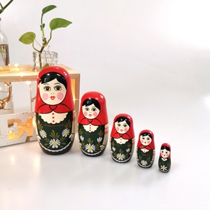 Çeşitli ahşap vahşi hayvanlar figürinler 5 katmanlar rus yuvalama bebekler hediye ve ev dekorasyon için cilalı tekniği - Product Image 6