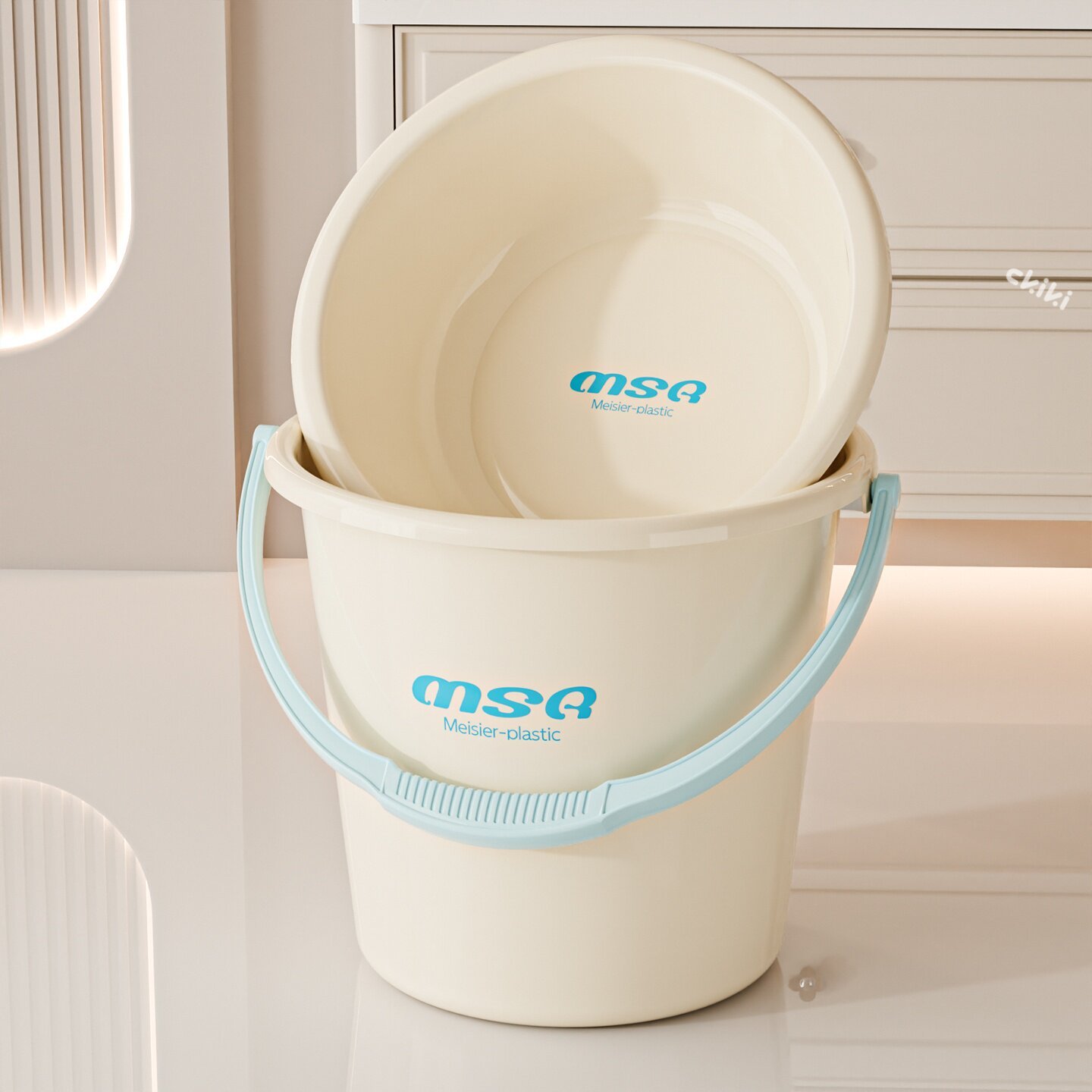 2-piece set-bucket and washbasin-sky blue