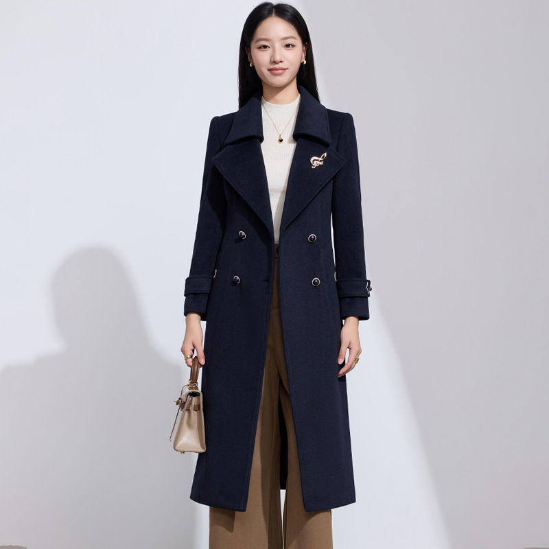 Navy blue coat belt brooch