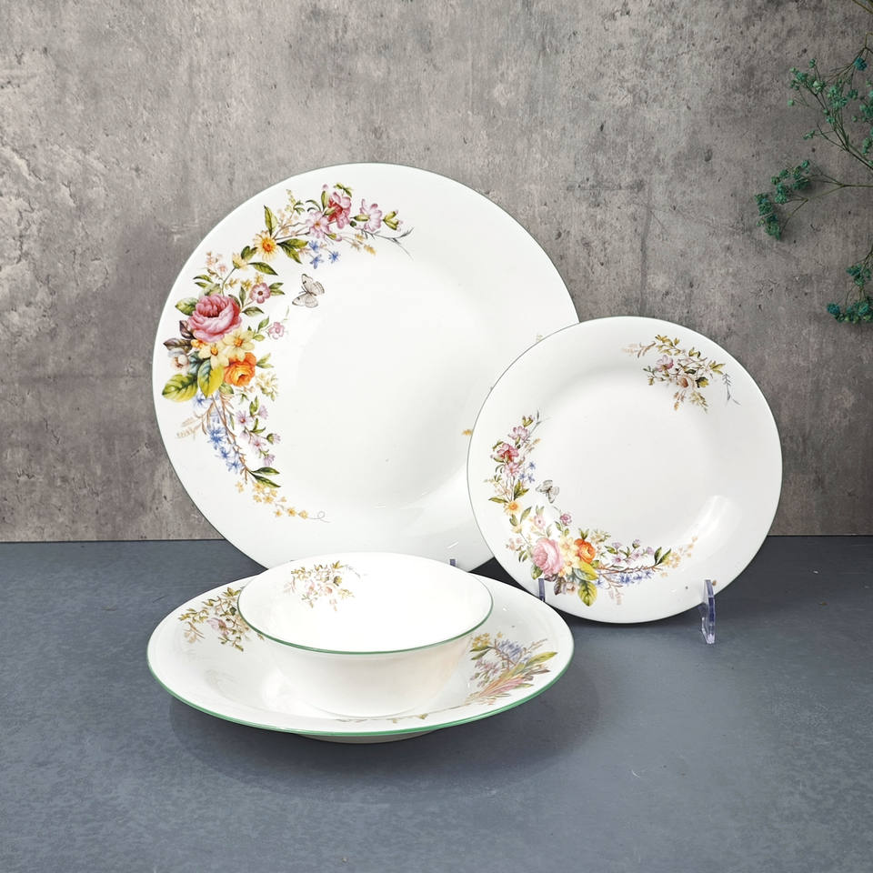 24pcs Tableware Set Opal Glass High Quality Luxury European Style Plate Bowl Soup Plate 2