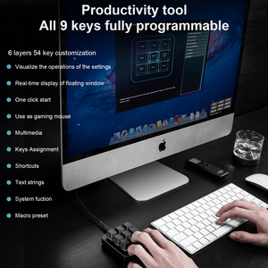 Teclado mecánico inteligente para videojuegos o diseñador, accesorio portátil con 9 teclas programables