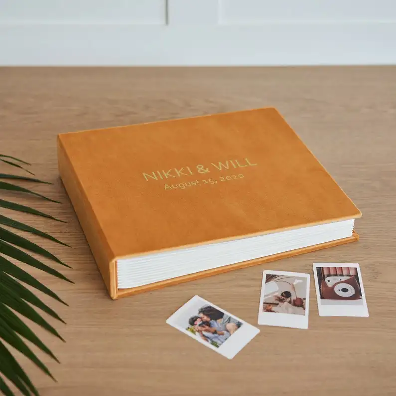 Elegantes Samt papier Anmelden Hochzeit wünscht Gästebuch mit Fotoalbum
